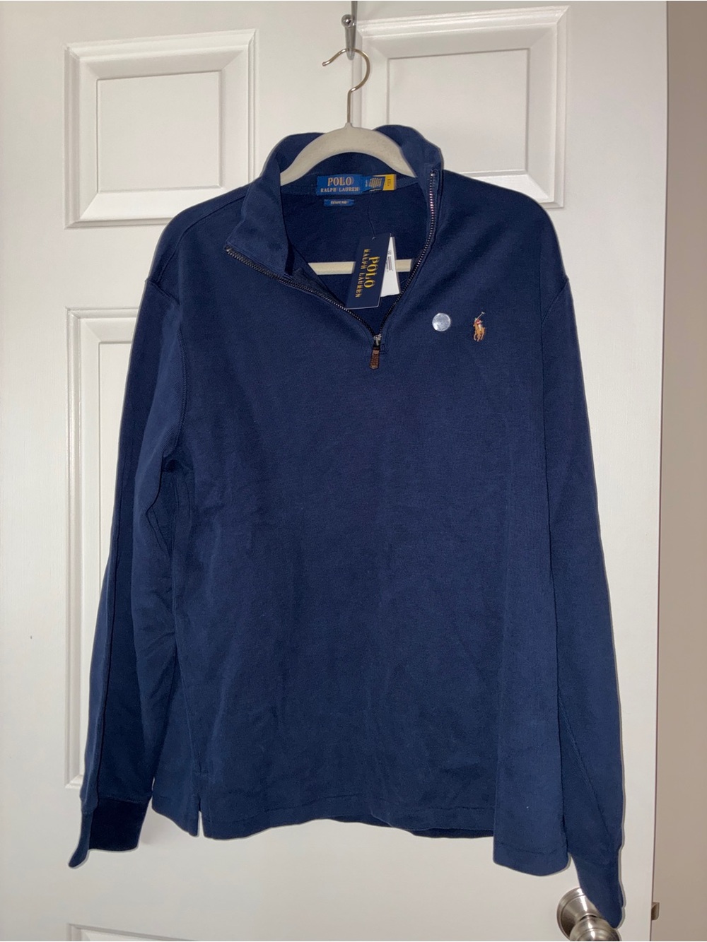 NWT Polo Ralph Lauren Estate-Rib Quarter-Zip Navy Pullover Sz L